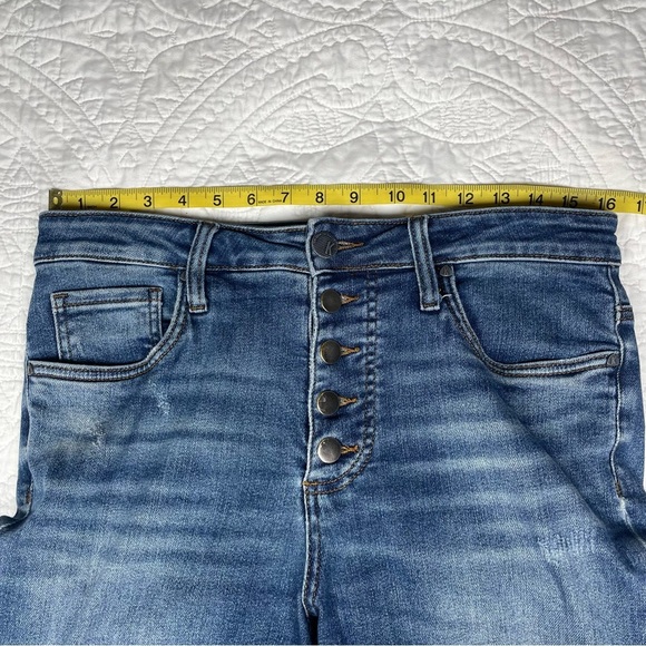 KUT from the Kloth Straight Leg High Rise Jeans Button Fly Distressed 8L - Picture 10 of 14